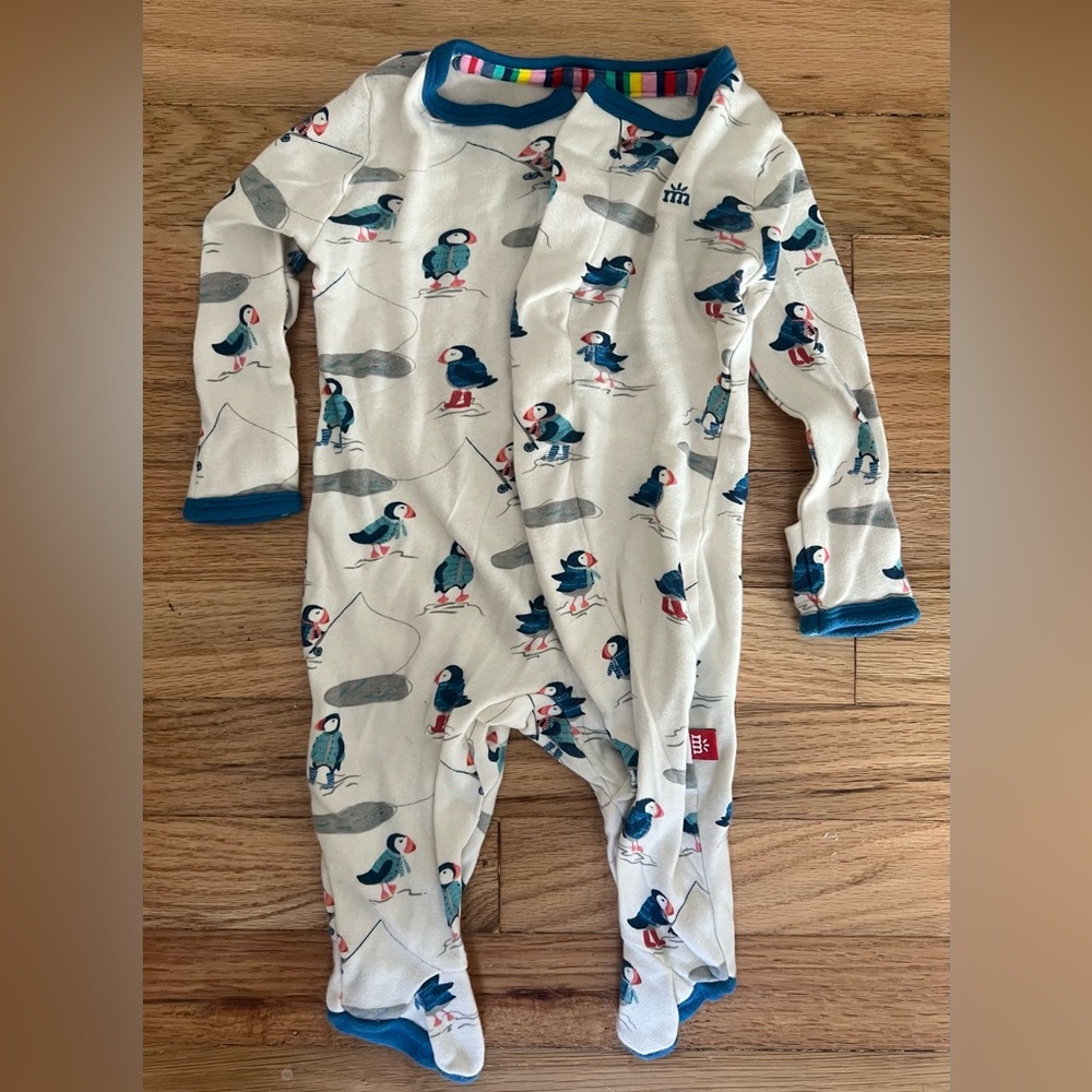Magnetic Me Puffin Print 0-3mon Onesie
